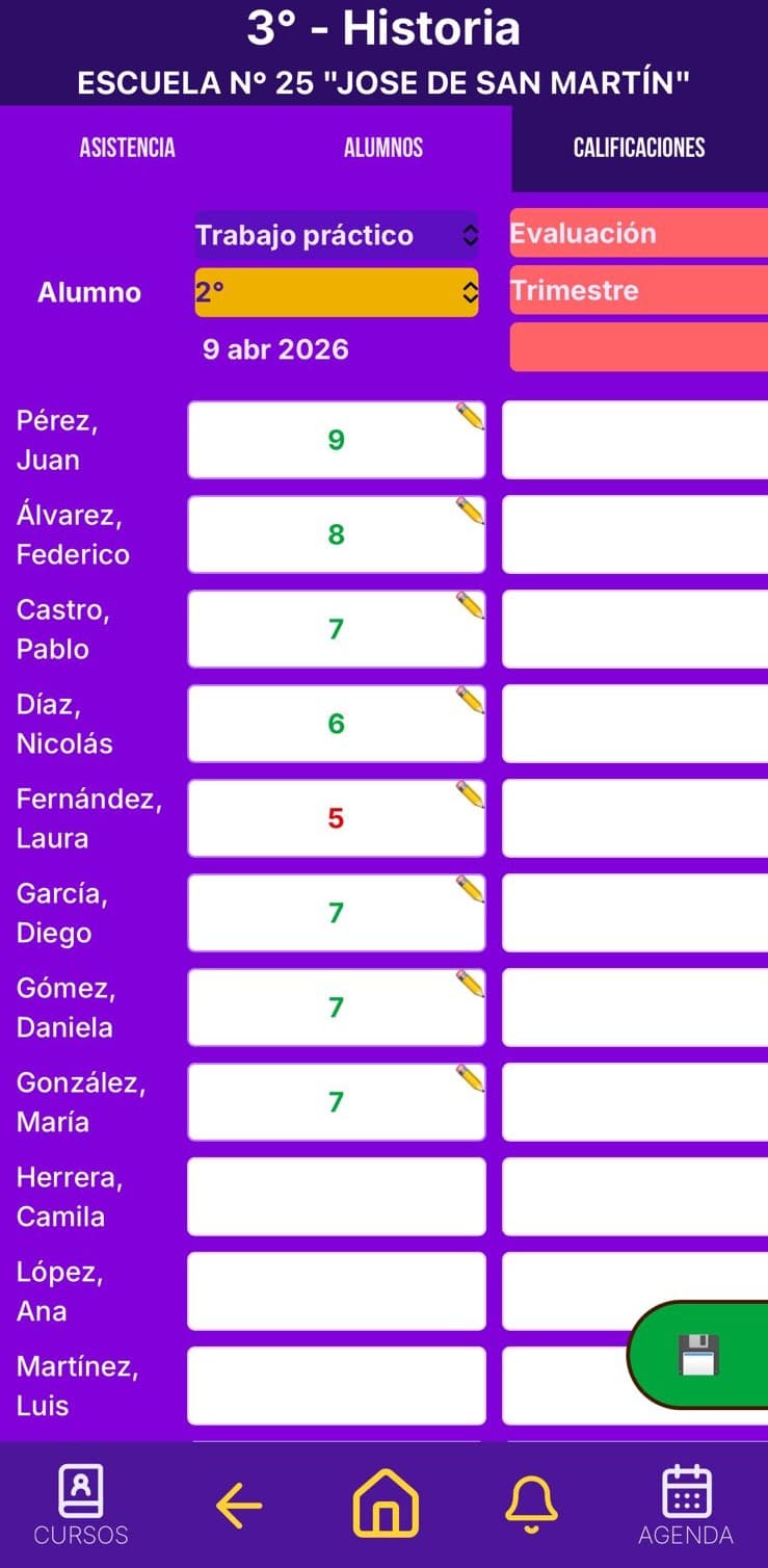 ✔ Seguimiento organizado de calificaciónes